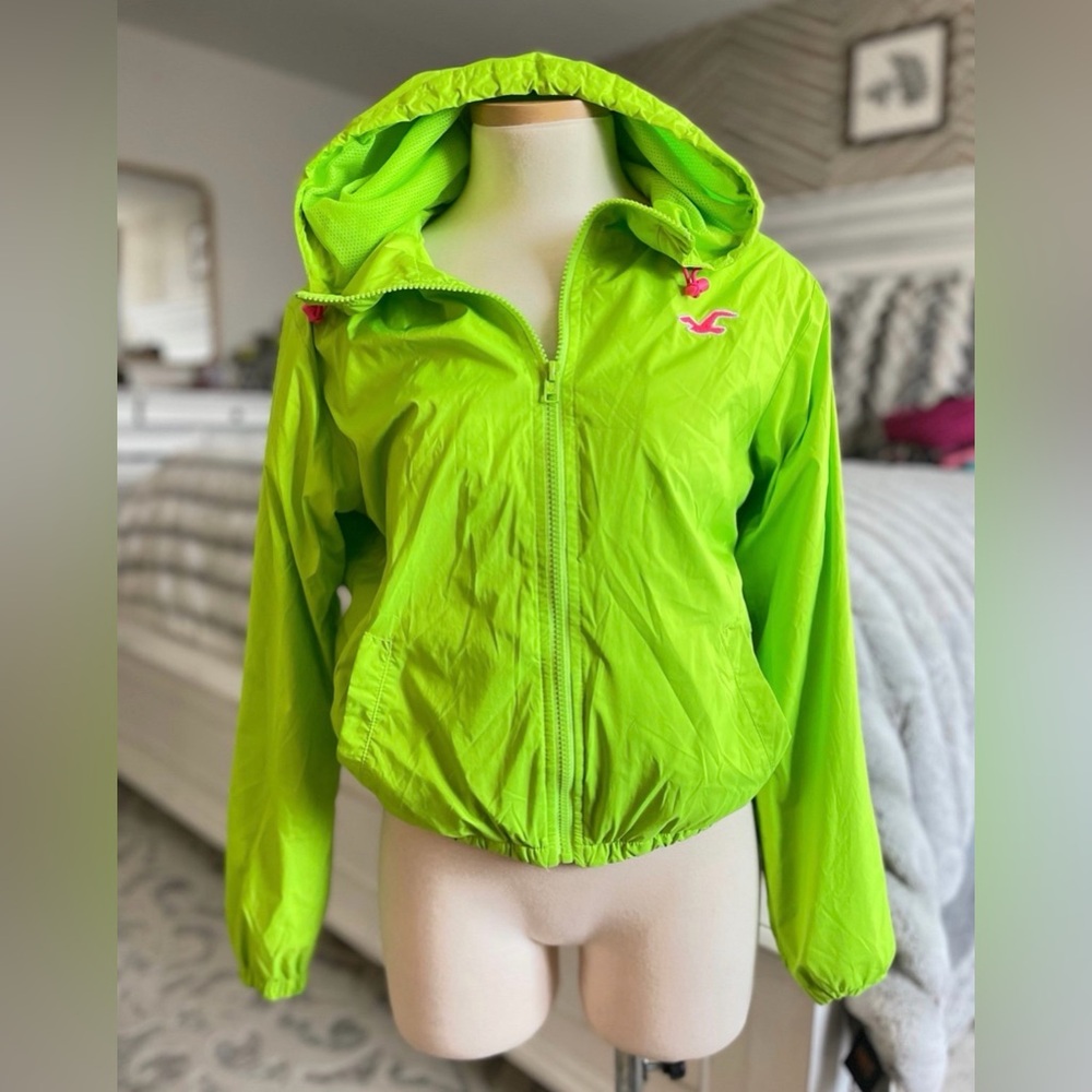 Hollister neon Green windbreaker